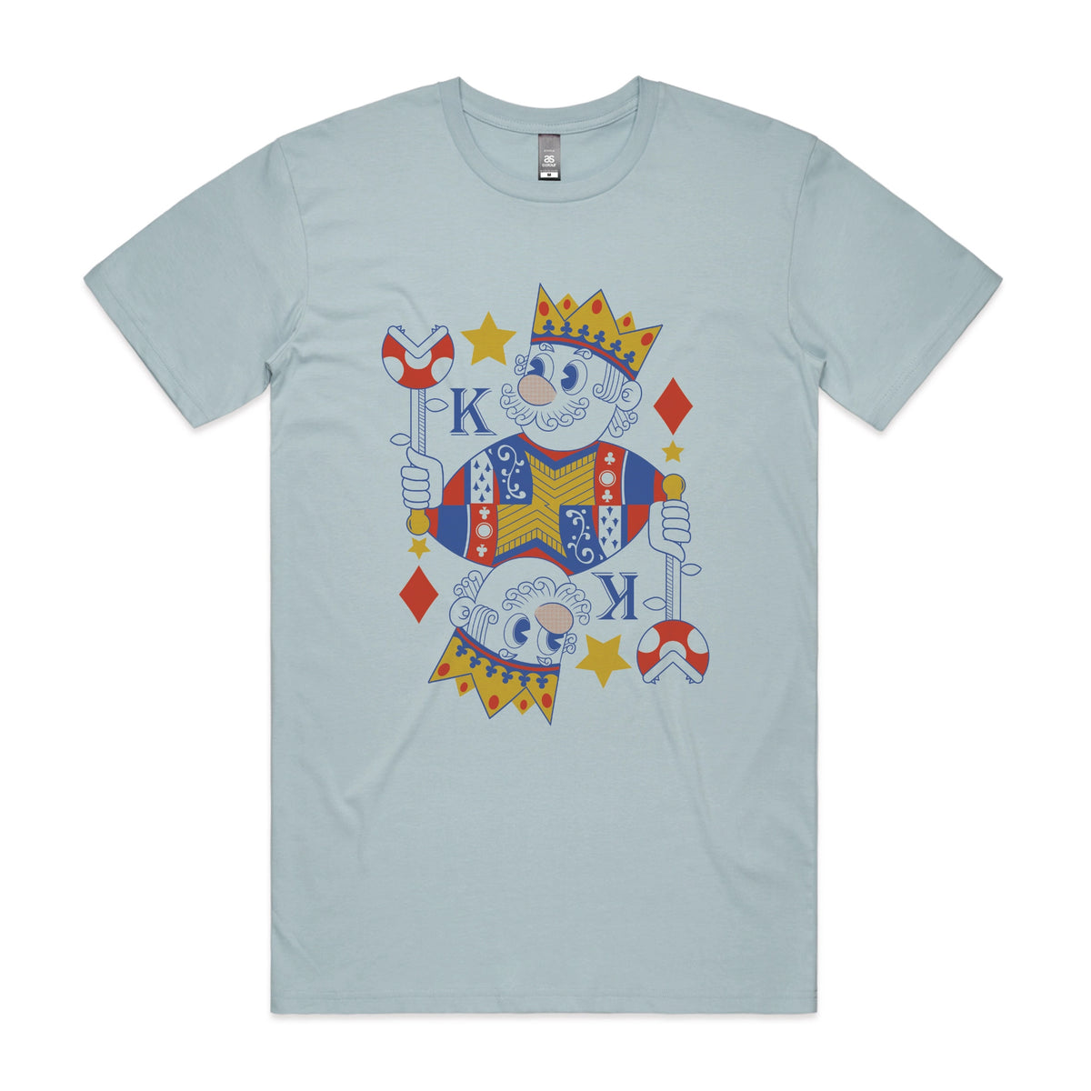 Pale Blue unisex t-shirt with Mushroom King graphic by Lonely Kids Club