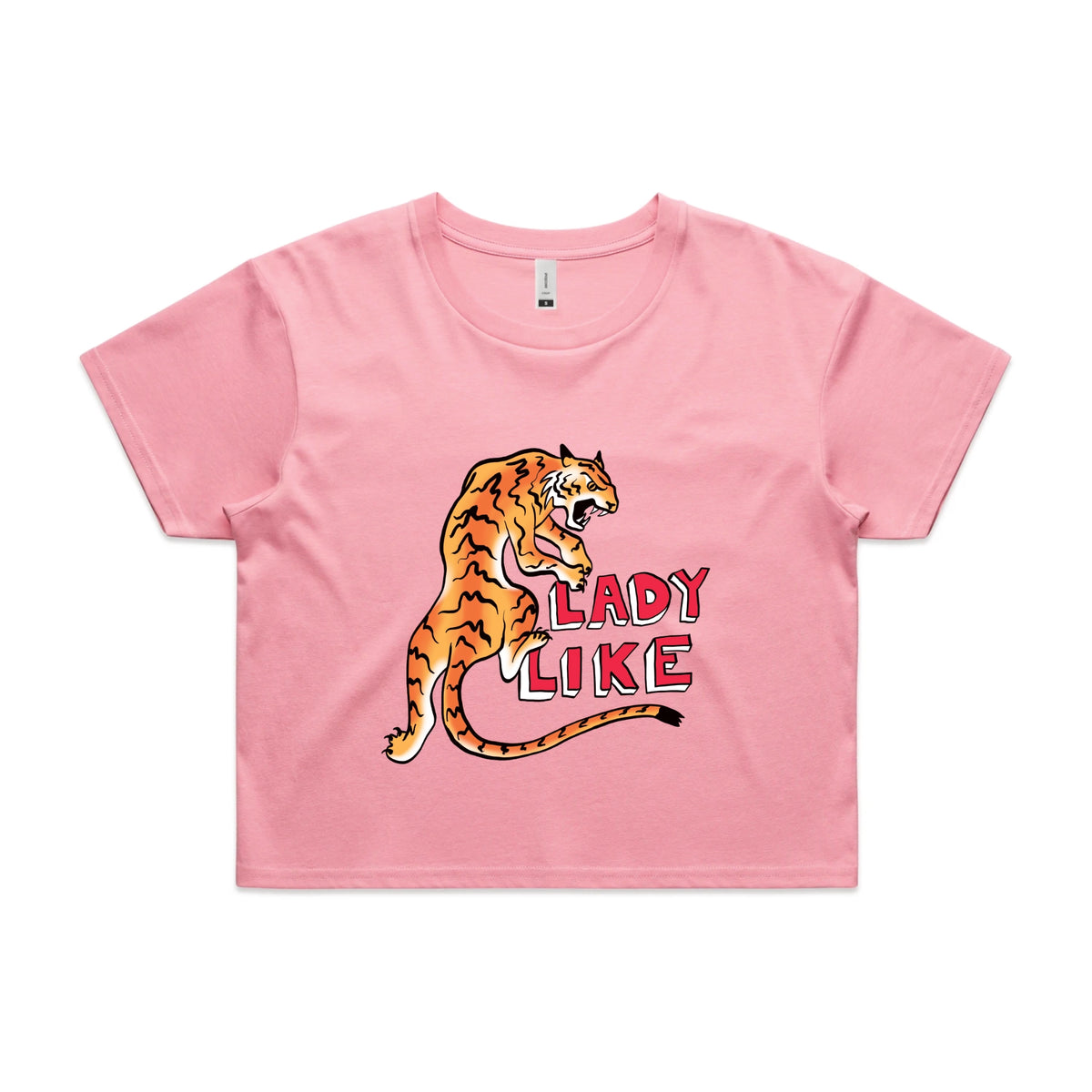 Bubblegum crop top with Lady Like graphic by Lonely Kids Club