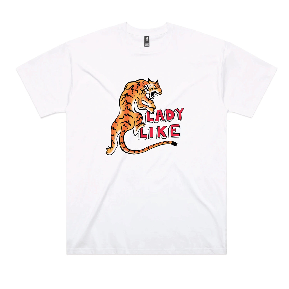 White oversized t-shirt with Lady Like graphic by Lonely Kids Club