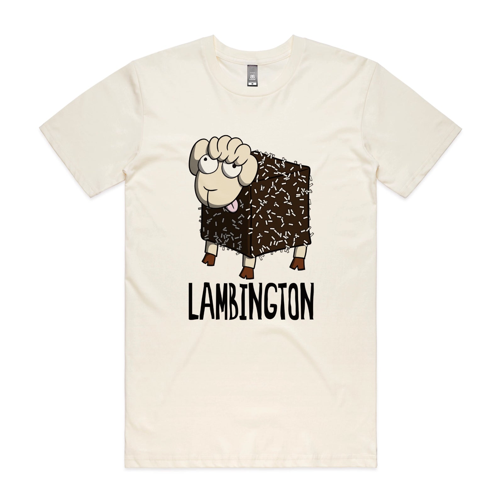 Ecru unisex t-shirt with Lambington graphic by Lonely Kids Club
