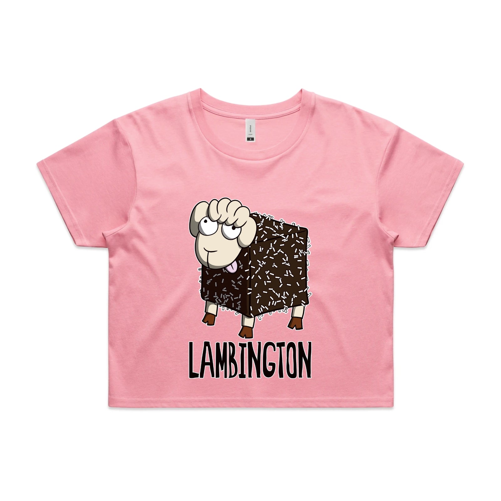 Bubblegum crop top with Lambington graphic by Lonely Kids Club