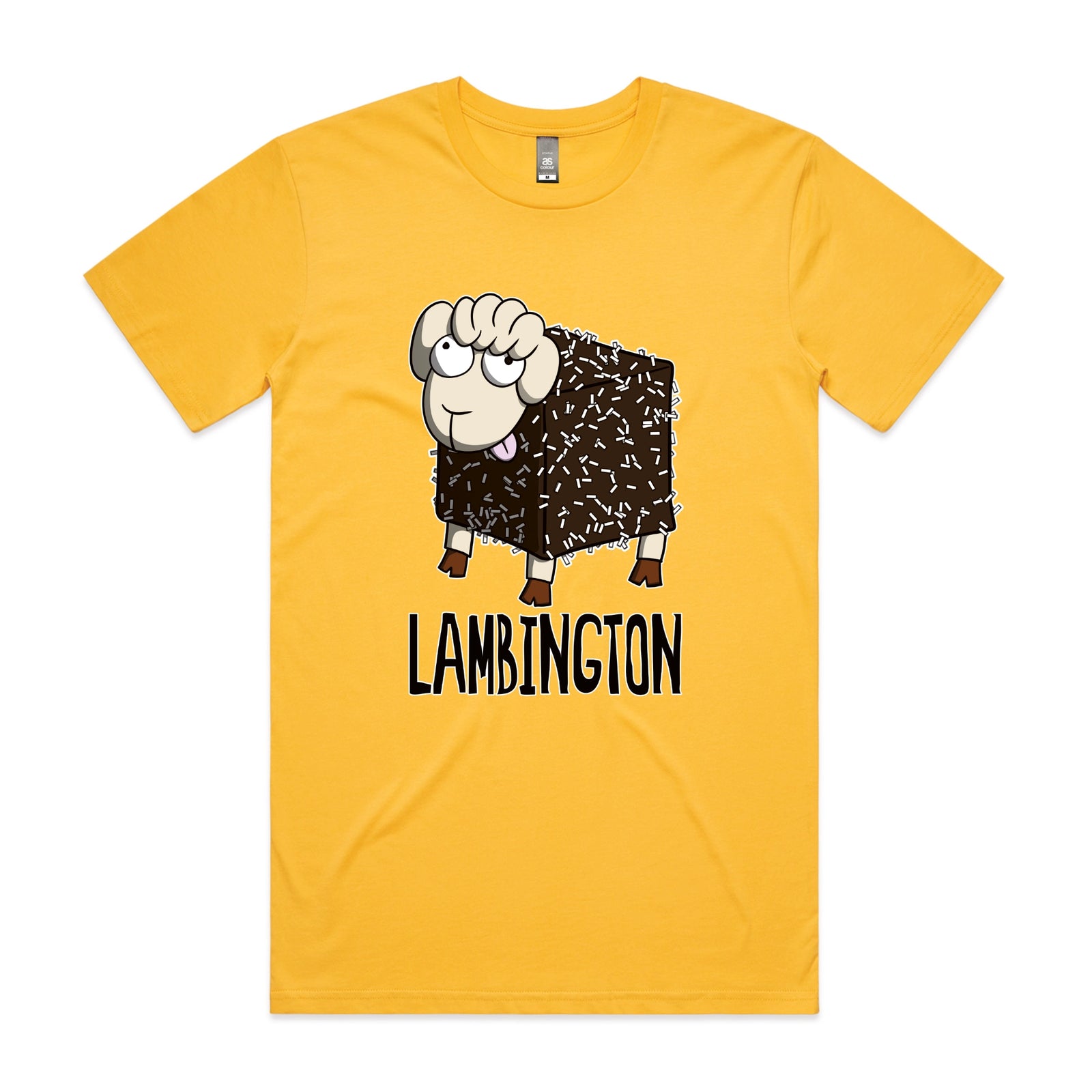 Yellow unisex t-shirt with Lambington graphic by Lonely Kids Club