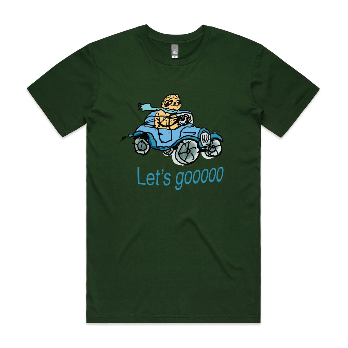 Forest Green unisex t-shirt with Let's Gooooo graphic by Lonely Kids Club
