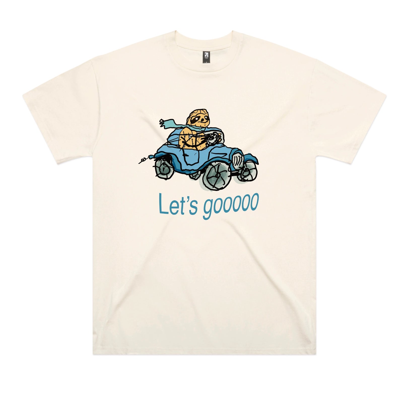 Ecru oversized t-shirt with Let's Gooooo graphic by Lonely Kids Club