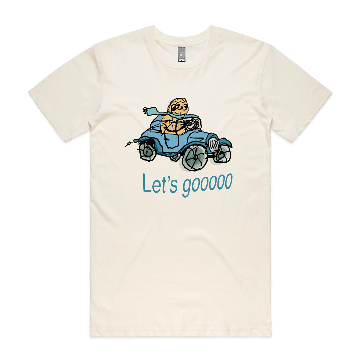 Ecru unisex t-shirt with Let's Gooooo graphic by Lonely Kids Club