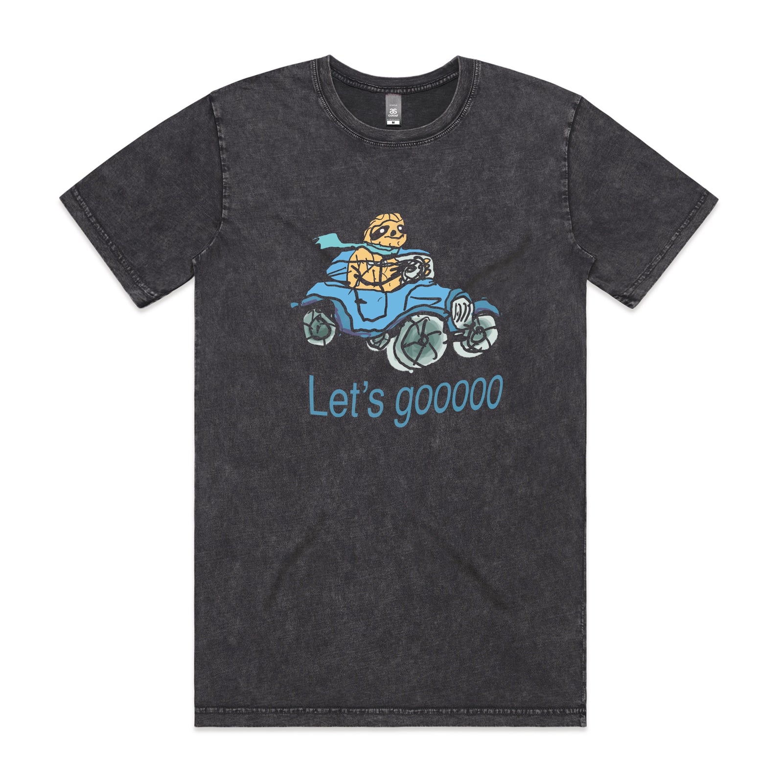 Acid Wash unisex t-shirt with Let's Gooooo graphic by Lonely Kids Club