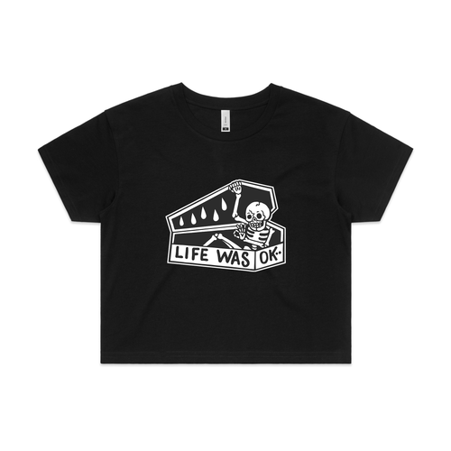 Life Was OK Tee by Lonely Kids Club. All clothing from our T-shirts to our shorts and hoodies are ethically made, and printed packed and shipped from Sydney.