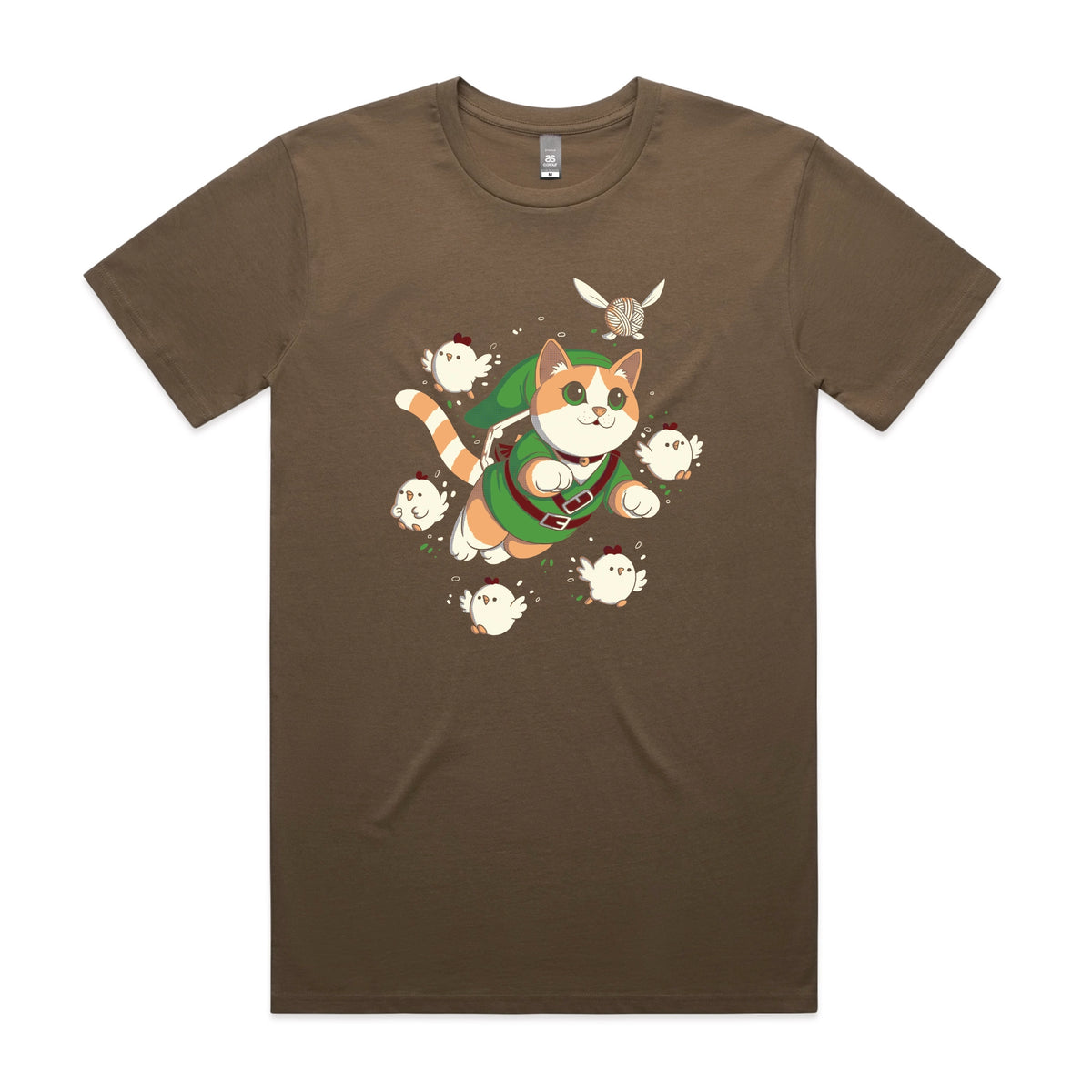Walnut unisex t-shirt with Link Cat graphic by Lonely Kids Club