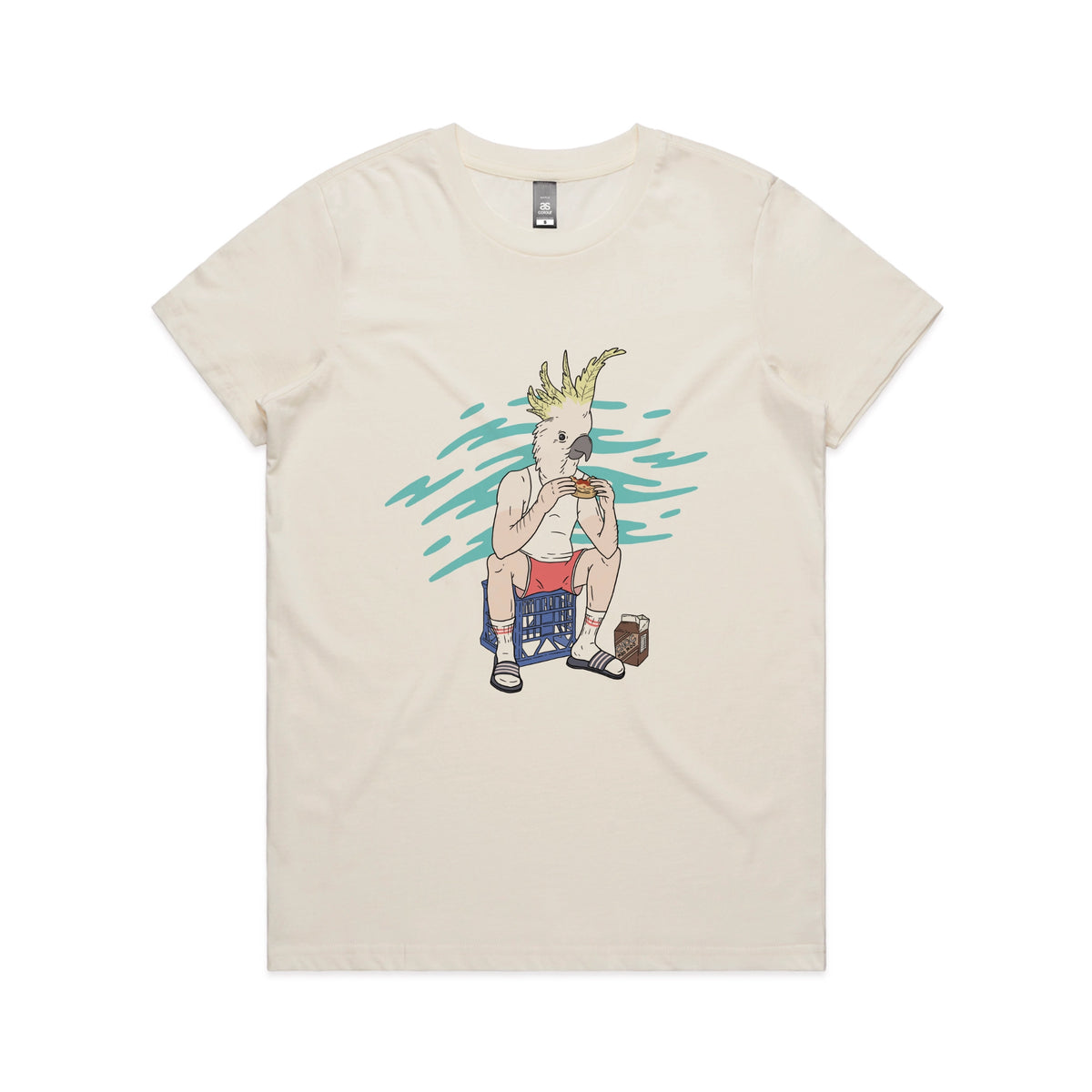 Ecru fitted womens t-shirt with This Is Living graphic by Lonely Kids Club