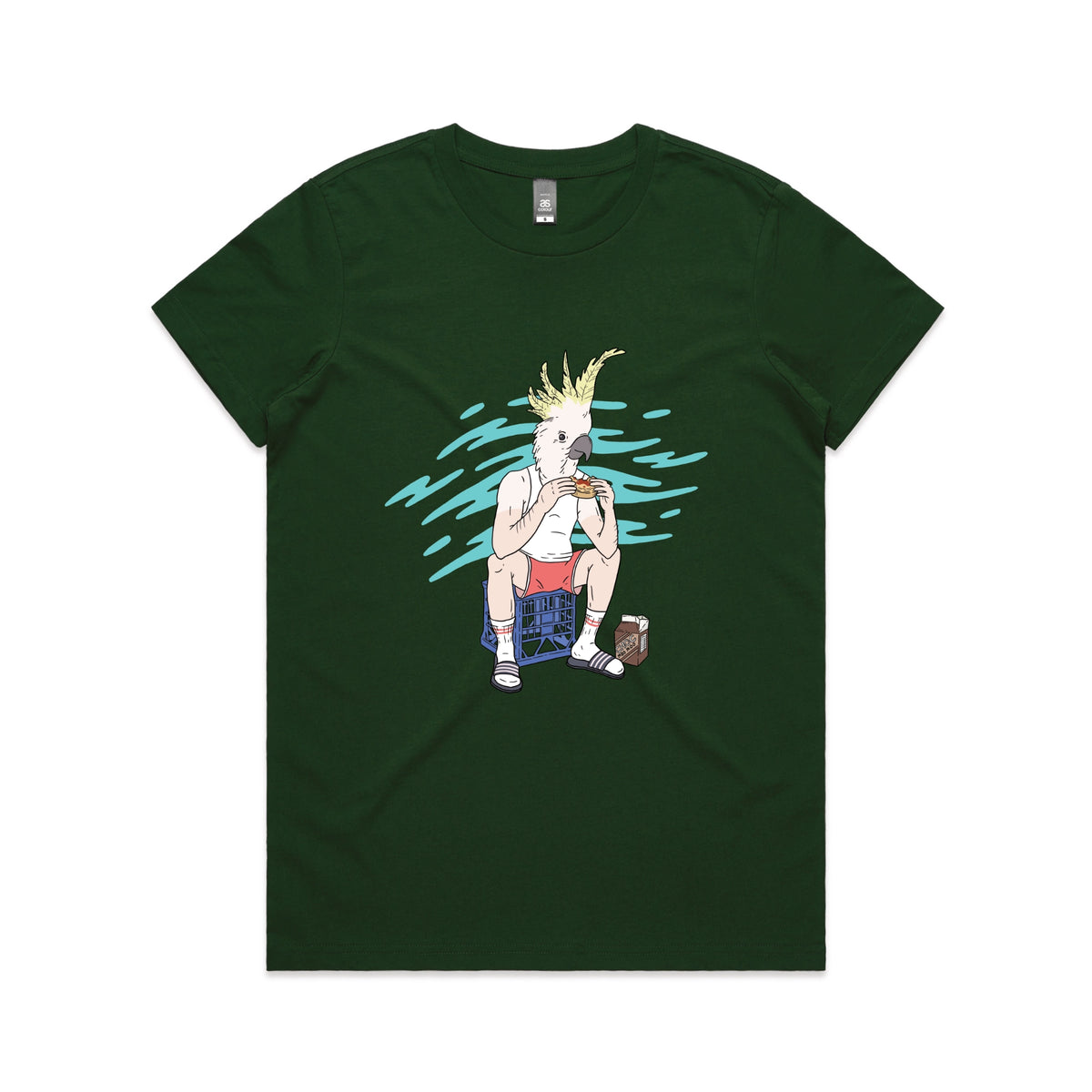 Forest Green fitted womens t-shirt with This Is Living graphic by Lonely Kids Club