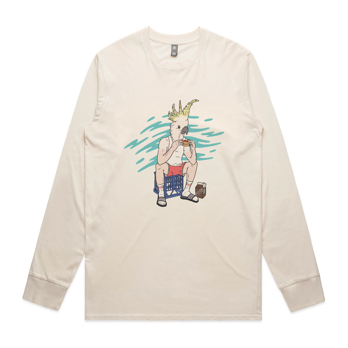 Ecru long sleeve t-shirt with This Is Living graphic by Lonely Kids Club