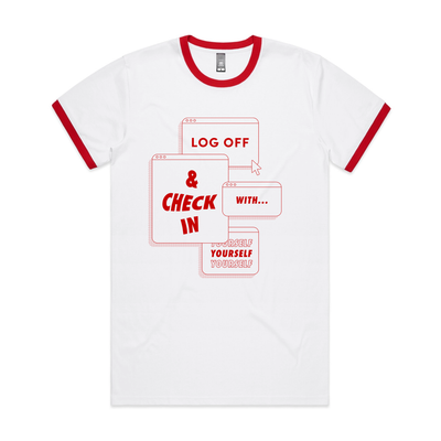 Log Off Tee by Lonely Kids Club. All clothing from our T-shirts to our shorts and hoodies are ethically made, and printed packed and shipped from Sydney.