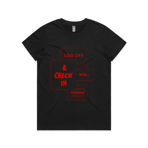 Log Off Tee by Lonely Kids Club. All clothing from our T-shirts to our shorts and hoodies are ethically made, and printed packed and shipped from Sydney.