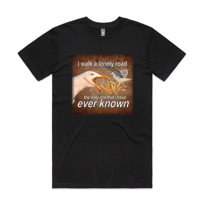 Lonely Road Tee by Lonely Kids Club. All clothing from our T-shirts to our shorts and hoodies are ethically made, and printed packed and shipped from Sydney.