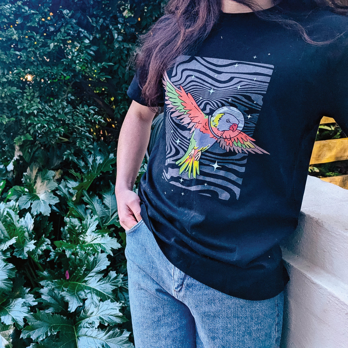 Space Lorikeet t-shirt by Lonely Kids Club
