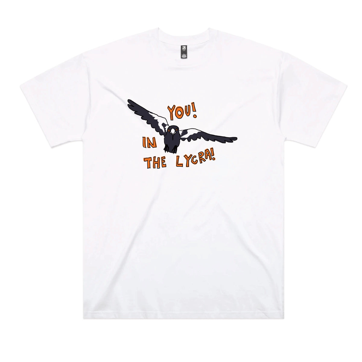 White oversized t-shirt with In The Lycra graphic by Lonely Kids Club