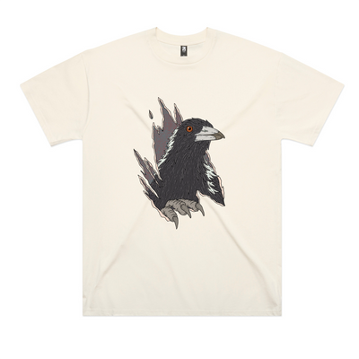 Magpie Attack Oversized Tee by Lonely Kids Club. All clothing from our T-shirts to our shorts and hoodies are ethically made, and printed packed and shipped from Sydney.