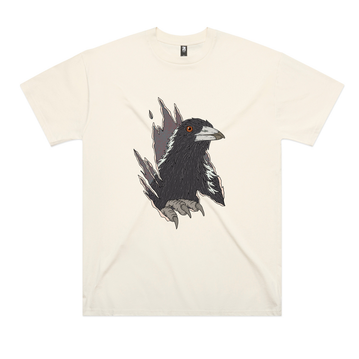 Ecru oversized t-shirt with Magpie Attack graphic by Lonely Kids Club
