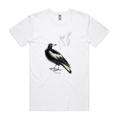 Australian Magpie Tee by Lonely Kids Club. All clothing from our T-shirts to our shorts and hoodies are ethically made, and printed packed and shipped from Sydney.