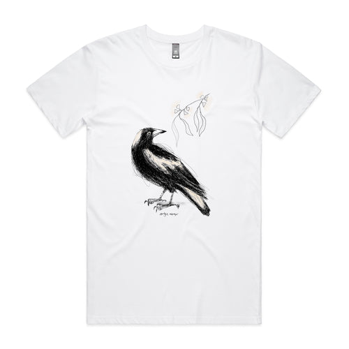 Australian Magpie Tee by Lonely Kids Club. All clothing from our T-shirts to our shorts and hoodies are ethically made, and printed packed and shipped from Sydney.