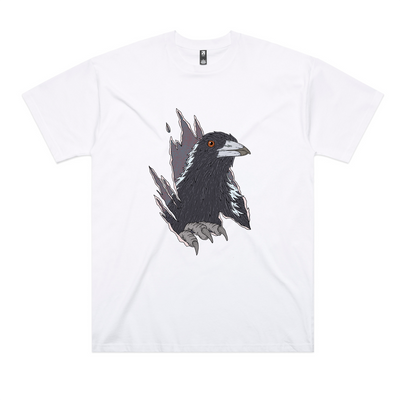 Magpie Attack Oversized Tee by Lonely Kids Club. All clothing from our T-shirts to our shorts and hoodies are ethically made, and printed packed and shipped from Sydney.