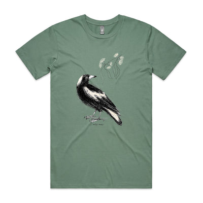 Australian Magpie Tee by Lonely Kids Club. All clothing from our T-shirts to our shorts and hoodies are ethically made, and printed packed and shipped from Sydney.