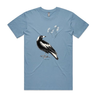 Australian Magpie Tee by Lonely Kids Club. All clothing from our T-shirts to our shorts and hoodies are ethically made, and printed packed and shipped from Sydney.
