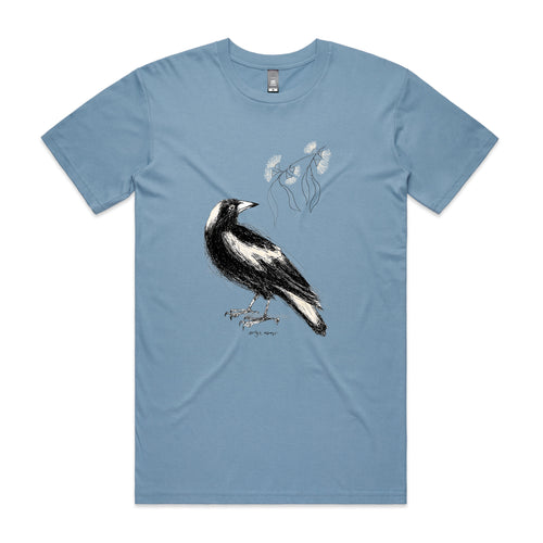 Australian Magpie Tee by Lonely Kids Club. All clothing from our T-shirts to our shorts and hoodies are ethically made, and printed packed and shipped from Sydney.
