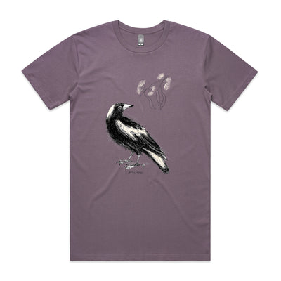 Australian Magpie Tee by Lonely Kids Club. All clothing from our T-shirts to our shorts and hoodies are ethically made, and printed packed and shipped from Sydney.