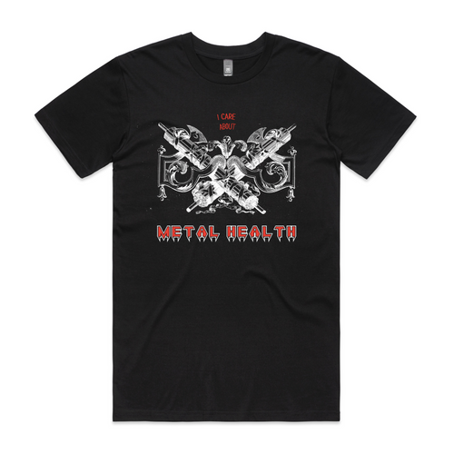 Metal Health Tee by Lonely Kids Club. All clothing from our T-shirts to our shorts and hoodies are ethically made, and printed packed and shipped from Sydney.