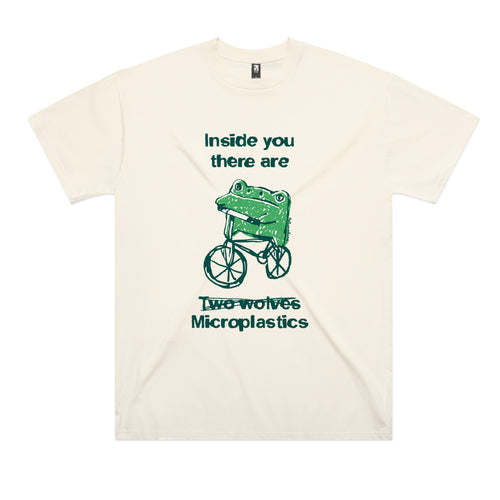 Inside Microplastics Tee by Lonely Kids Club. All clothing from our T-shirts to our shorts and hoodies are ethically made, and printed packed and shipped from Sydney.