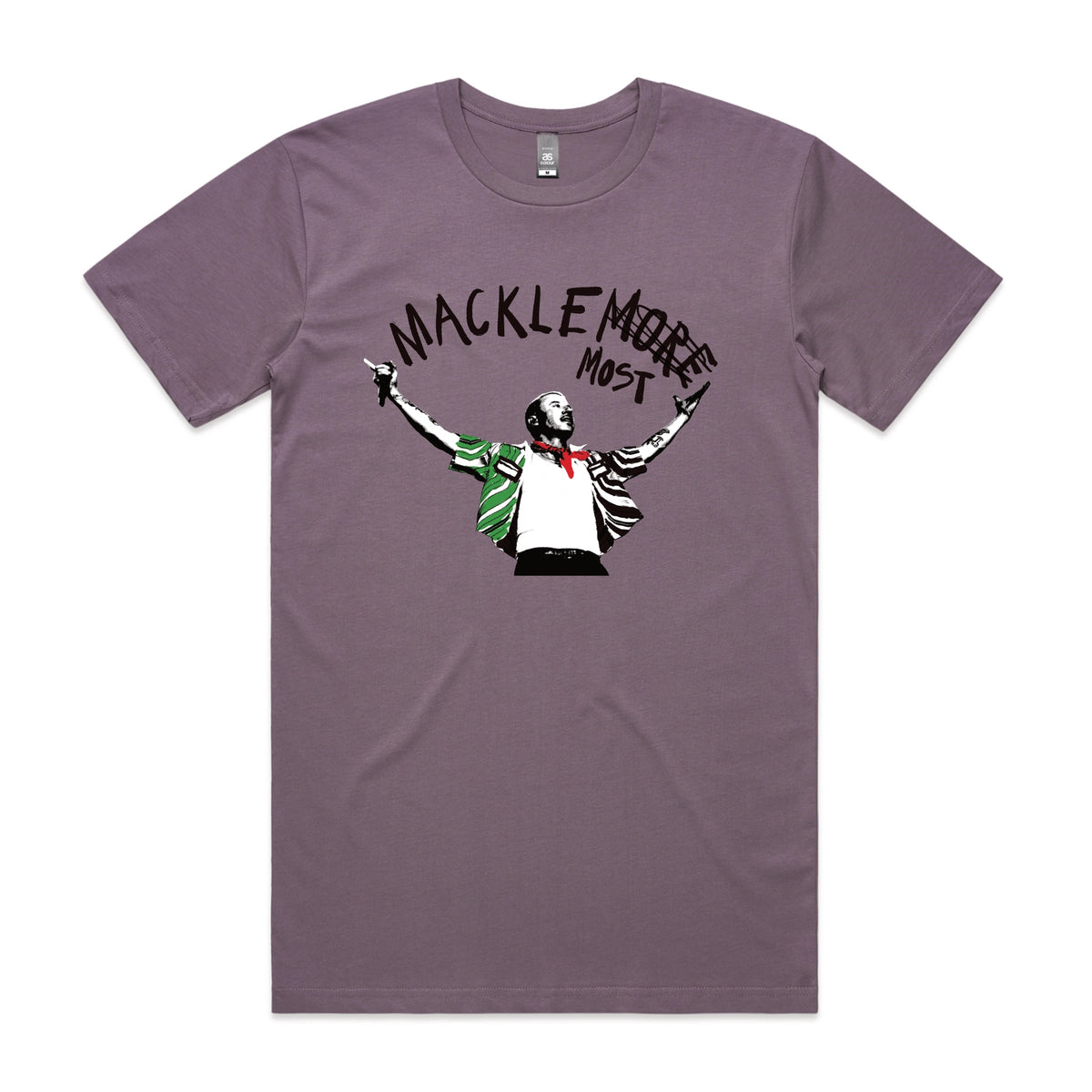 Mauve unisex t-shirt with Macklemost graphic by Lonely Kids Club
