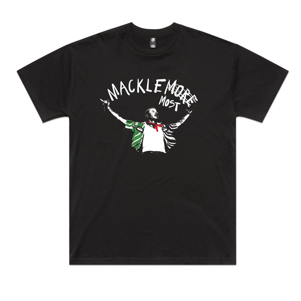 Black oversized t-shirt with Macklemost graphic by Lonely Kids Club