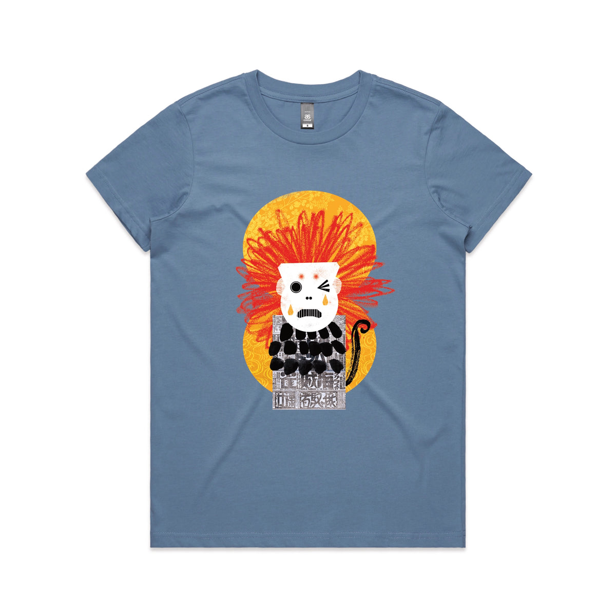 Carolina Blue fitted womens t-shirt with Weeping Monkey graphic by Lonely Kids Club