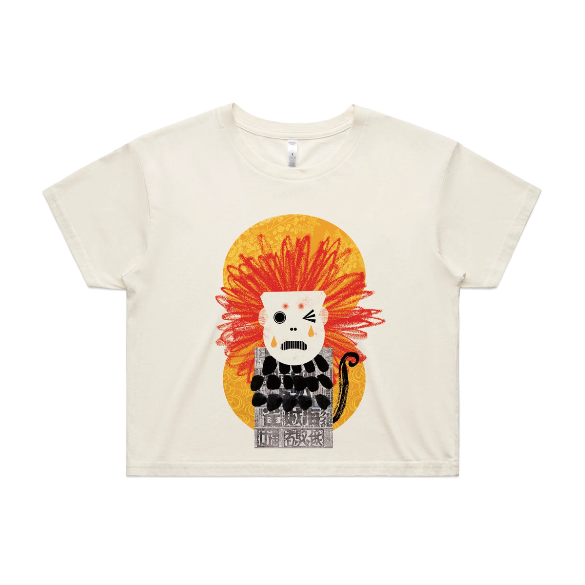 Ecru crop top with Weeping Monkey graphic by Lonely Kids Club