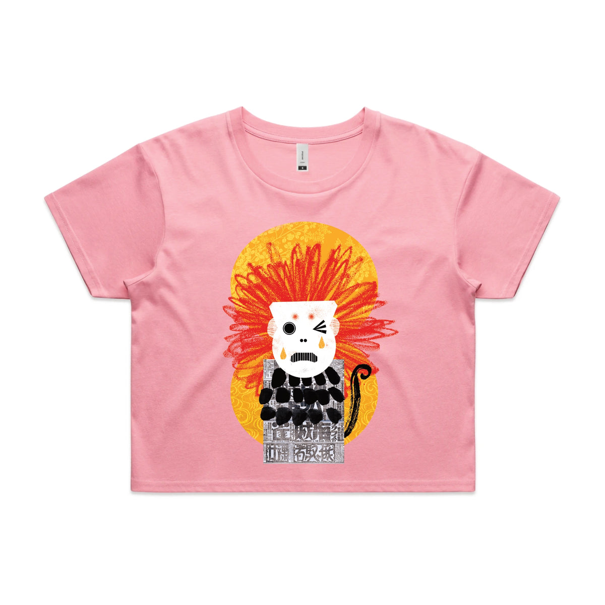 Bubblegum crop top with Weeping Monkey graphic by Lonely Kids Club