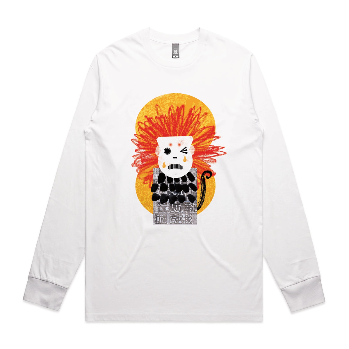White long sleeve t-shirt with Weeping Monkey graphic by Lonely Kids Club