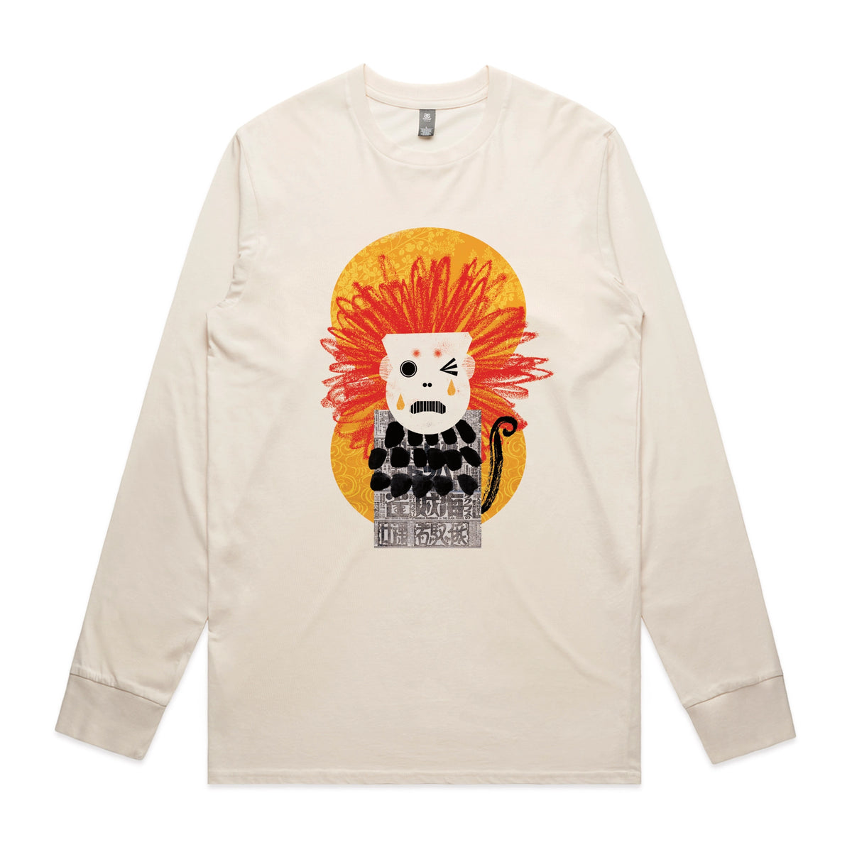 Ecru long sleeve t-shirt with Weeping Monkey graphic by Lonely Kids Club