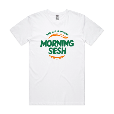 Morning Sesh Tee by Lonely Kids Club. All clothing from our T-shirts to our shorts and hoodies are ethically made, and printed packed and shipped from Sydney.