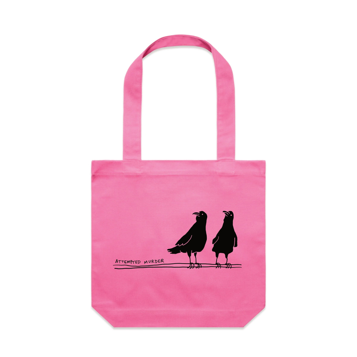 Bubblegum carrie tote with Attempted Murder Tote graphic by Lonely Kids Club