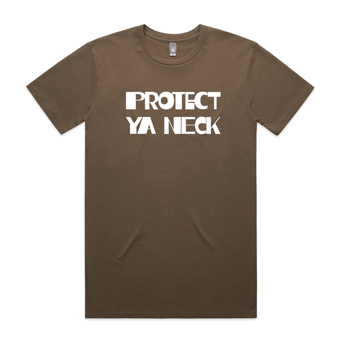 Walnut unisex t-shirt with Protect Ya Neck graphic by Lonely Kids Club