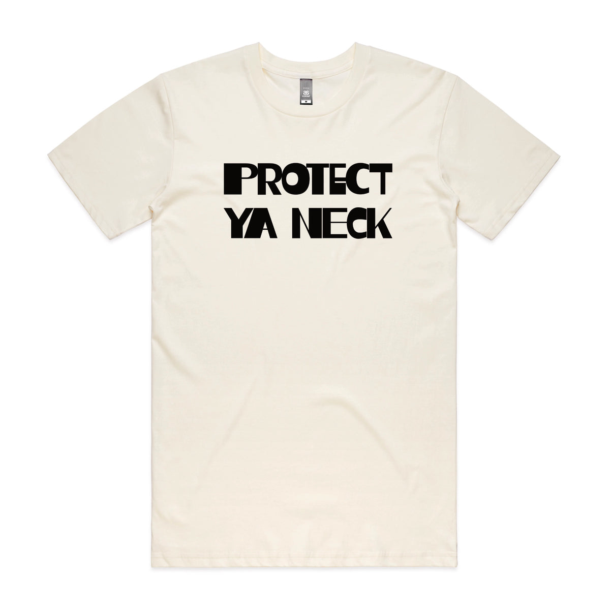 Ecru unisex t-shirt with Protect Ya Neck graphic by Lonely Kids Club