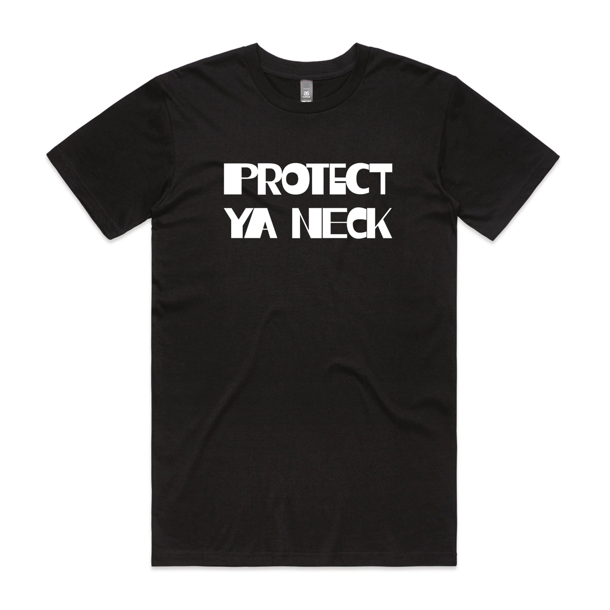 Black unisex t-shirt with Protect Ya Neck graphic by Lonely Kids Club
