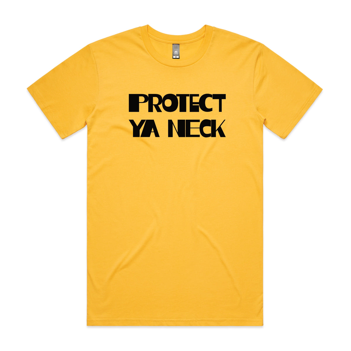 Yellow unisex t-shirt with Protect Ya Neck graphic by Lonely Kids Club