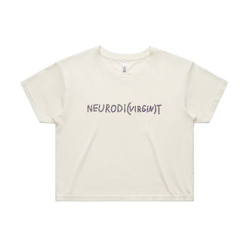 Neurodi(virgin)t Tee by Lonely Kids Club. All clothing from our T-shirts to our shorts and hoodies are ethically made, and printed packed and shipped from Sydney.