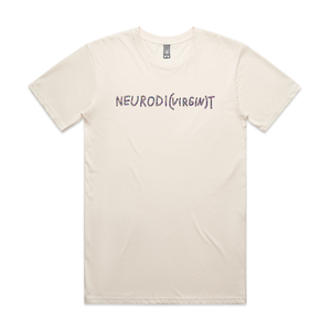 Neurodi(virgin)t Tee by Lonely Kids Club. All clothing from our T-shirts to our shorts and hoodies are ethically made, and printed packed and shipped from Sydney.