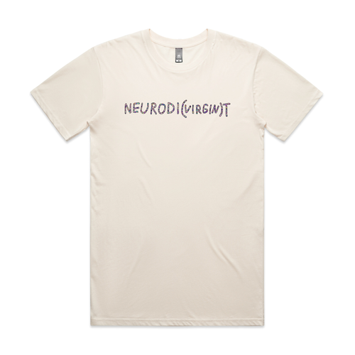 Neurodi(virgin)t Tee by Lonely Kids Club. All clothing from our T-shirts to our shorts and hoodies are ethically made, and printed packed and shipped from Sydney.