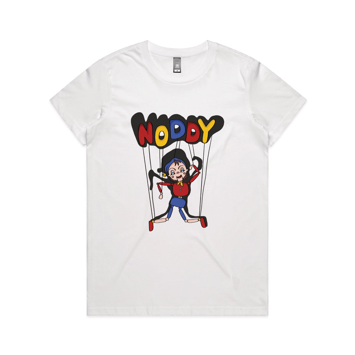 White fitted womens t-shirt with Noddy graphic by Lonely Kids Club