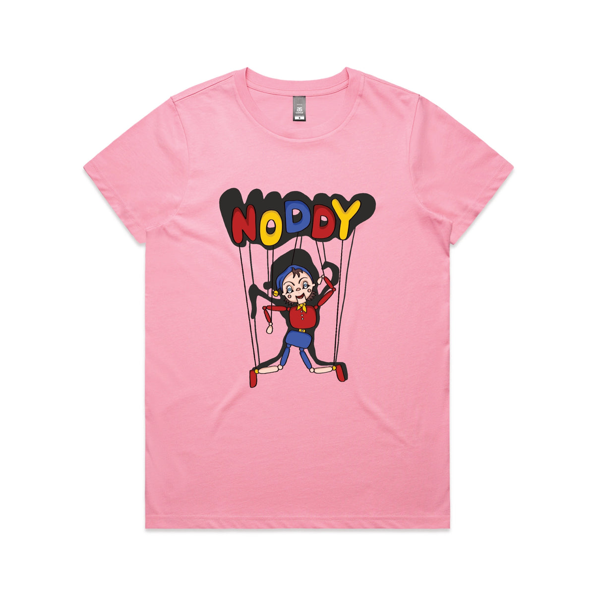 Bubblegum fitted womens t-shirt with Noddy graphic by Lonely Kids Club