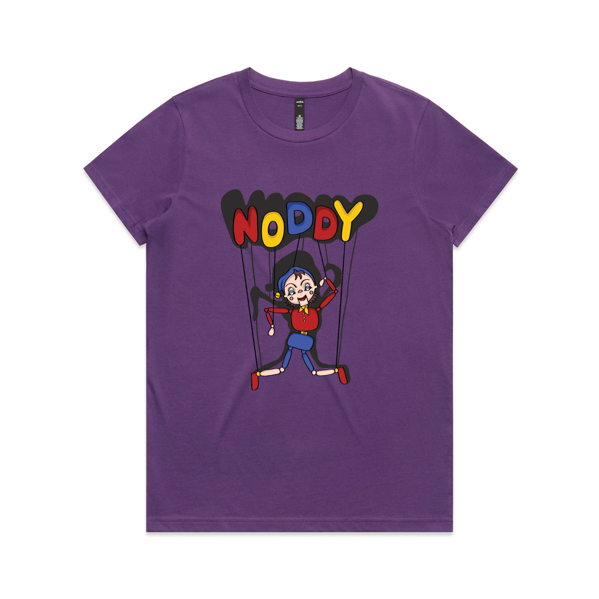 Purple fitted womens t-shirt with Noddy graphic by Lonely Kids Club